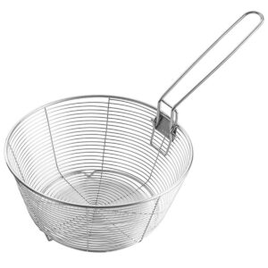 stainless steel deep fryer basket for frying serving food, multifunctional fry basket with detachable handle fryer round wire mesh french chip frying serving food presentation tableware (8 inch)