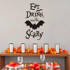 halloween horror wall stickers decal eat drink and be scary flying bat decal walll decor for kids windows decor 29×16 in