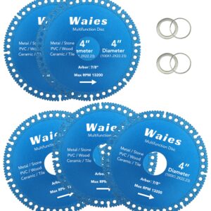 Waies 4 Inch Indestructible disc for Angle Grinders, All Purpose Metal Cut Off Wheels Multifunction Disc for Steel, Rebar, Sheet Metal, Angle Iron, Stainless Steel (5 Pcs)