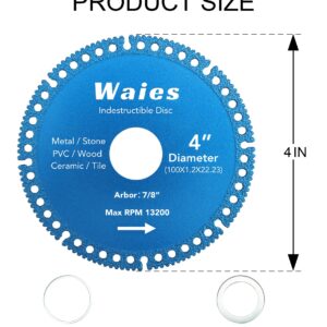 Waies 4 Inch Indestructible disc for Angle Grinders, All Purpose Metal Cut Off Wheels Multifunction Disc for Steel, Rebar, Sheet Metal, Angle Iron, Stainless Steel (5 Pcs)