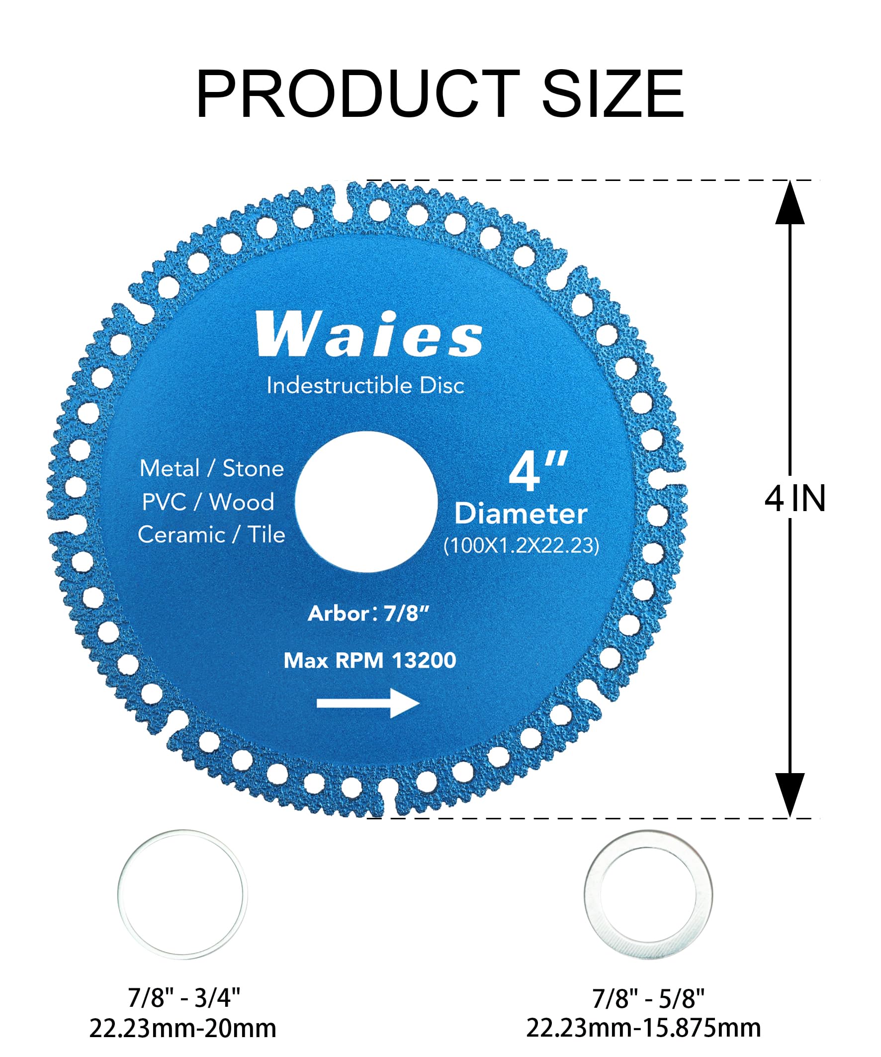 Waies 4 Inch Indestructible disc for Angle Grinders, All Purpose Metal Cut Off Wheels Multifunction Disc for Steel, Rebar, Sheet Metal, Angle Iron, Stainless Steel (5 Pcs)