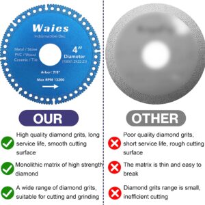 Waies 4 Inch Indestructible disc for Angle Grinders, All Purpose Metal Cut Off Wheels Multifunction Disc for Steel, Rebar, Sheet Metal, Angle Iron, Stainless Steel (5 Pcs)