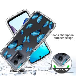 Sidande Case for Moto G 2023 Case, Motorola G 5G 2023 Case with Tempered Glass Screen Protector, Full Body Clear Floral TPU Slim Phone Protective Armor Cover for Motorola Moto G 5G 2023 (Butterfly)