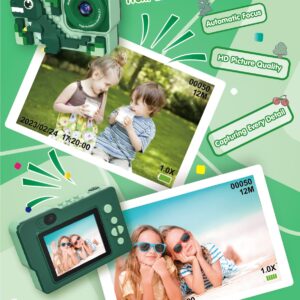 Kids Dinosaur Digital Camera Toys: Kizeefun 3-12 Year Old Boys Girls Christmas Birthday Gifts, Mini HD Selfie Video Baby Camera for 3 4 5 6 7 8 9 Toddler Children with 32GB Card