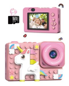 kids unicorn camera toys for grils boys: kizeefun mini hd selfie video digital camera for 3-12 year old children, christmas birthday gifts for 3 4 5 6 7 8 9 baby toddler