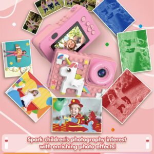 Kids Unicorn Camera Toys for Grils Boys: Kizeefun Mini HD Selfie Video Digital Camera for 3-12 Year Old Children, Christmas Birthday Gifts for 3 4 5 6 7 8 9 Baby Toddler