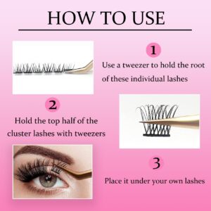Ahrikiss Lash Clusters 120pcs Lash Extension D Curl Cluster Lashes Wispy Individual Lashes Natural Look 8-16mm Eyelash Clusters DIY Lash Extensions Soft Lash Extension Clusters FD28
