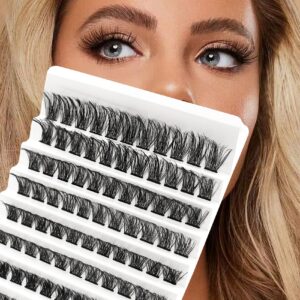 Ahrikiss Lash Clusters 120pcs Lash Extension D Curl Cluster Lashes Wispy Individual Lashes Natural Look 8-16mm Eyelash Clusters DIY Lash Extensions Soft Lash Extension Clusters FD28