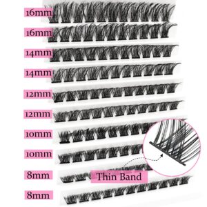 Ahrikiss Lash Clusters 120pcs Lash Extension D Curl Cluster Lashes Wispy Individual Lashes Natural Look 8-16mm Eyelash Clusters DIY Lash Extensions Soft Lash Extension Clusters FD28