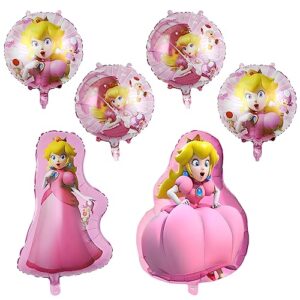 peach princess foil balloons, mario peach princess birthday party balloon decorations