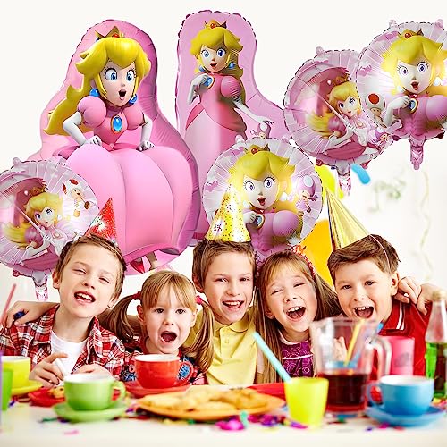 Peach Princess Foil Balloons, Mario Peach Princess Birthday Party Balloon Decorations