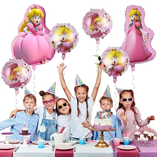 Peach Princess Foil Balloons, Mario Peach Princess Birthday Party Balloon Decorations