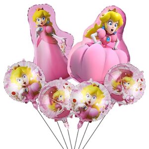 Peach Princess Foil Balloons, Mario Peach Princess Birthday Party Balloon Decorations