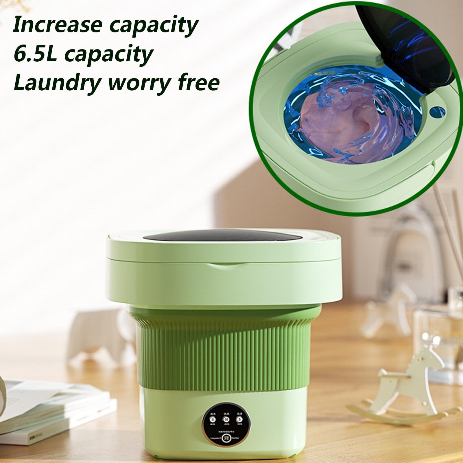 Portable Washing Machine, Foldable Mini Washing Machine and Spin Dryer Large Capacity Mini Washer Small Foldable Bucket Washer Suitable for Apartment Dorm,Travelling，Best Gift Choice -PURPLE