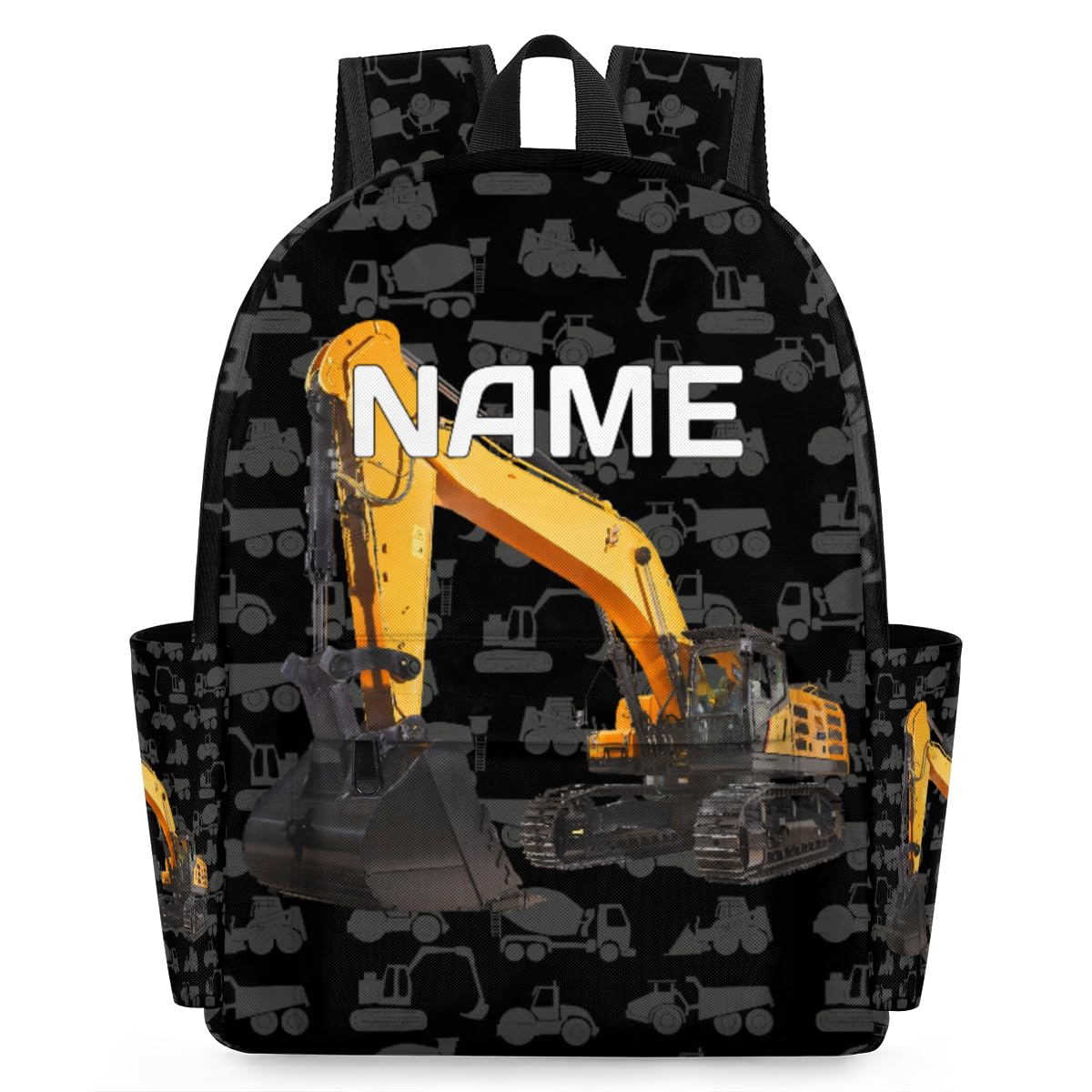 OMFUNS Excavator Truck Customized Kids Backpack for Boys Girls Cool Car Personalized Preschool Toddler Backpack Kindergarten Nursery Bookbag Travel Children School Bag