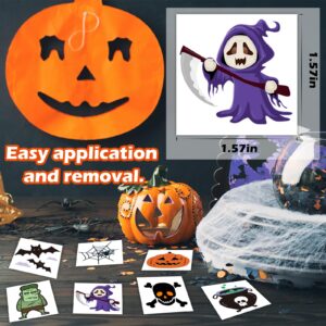 180pcs 60 Designs Halloween Temporary Tattoos for Kids, Children Fake Tattoos Stickers Party Supplies, Pumpkin Lantern Ghost Vampire Tattoo Body Sticker Halloween Party Themed Accessory Decorations