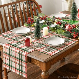 Artoid Mode Red Green Buffalo Plaid Christmas Placemats Set of 6, 12x18 Inch Seasonal Winter Table Mats for Party Kitchen Dining Decoration