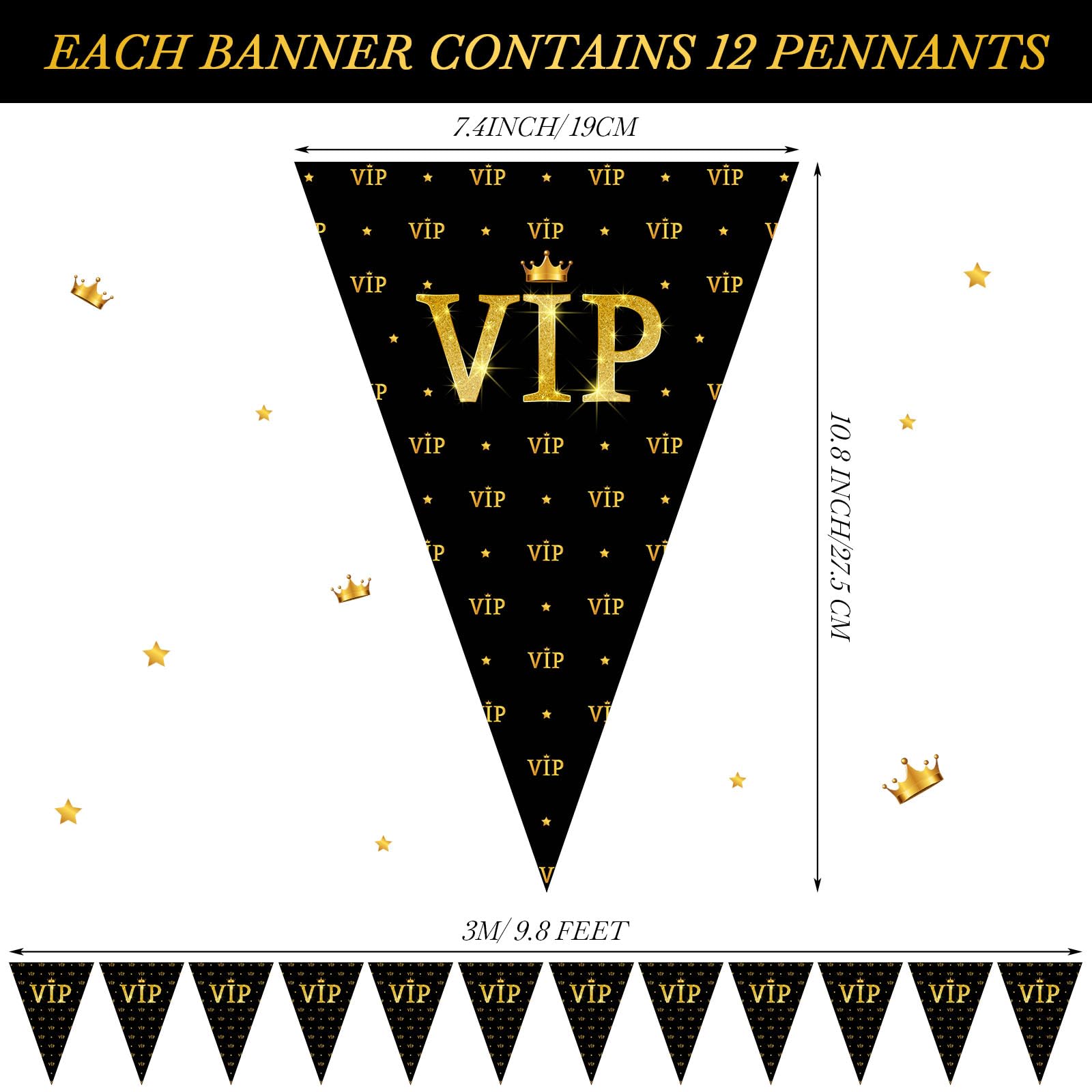 Faccito 5 Pieces 49 ft VIP Pennant Banners Movie Night Decorations VIP Party Triangle Banner Flags VIP Party Banners Pennant Bunting for Red Carpet Movie Theme Party 1920s Party Supplies