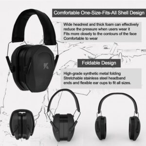 ucho NRR 34 dB Noise Reduction Ear Muffs, Hearing Protection Safety Earmuffs Professional Noise Cancelling Earmuffs for Construction Work Shooting Range Hunting-Black