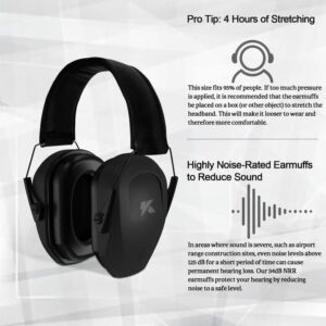 ucho NRR 34 dB Noise Reduction Ear Muffs, Hearing Protection Safety Earmuffs Professional Noise Cancelling Earmuffs for Construction Work Shooting Range Hunting-Black