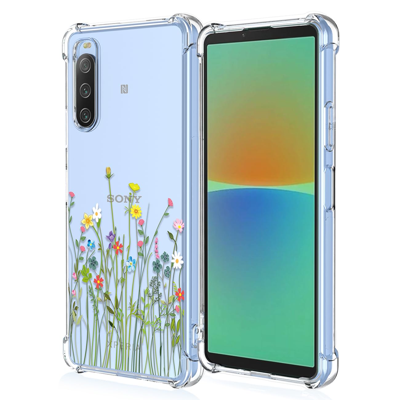 GTBDEKI Phone Case for Xperia 10 IV 5G Case, Sony 10 IV XQ-CC54 XQ-CC72 Case, Clear Case with Flower Garden Patterns Protective Phone Cover for Sony Xperia 10 IV Flower Bouquet