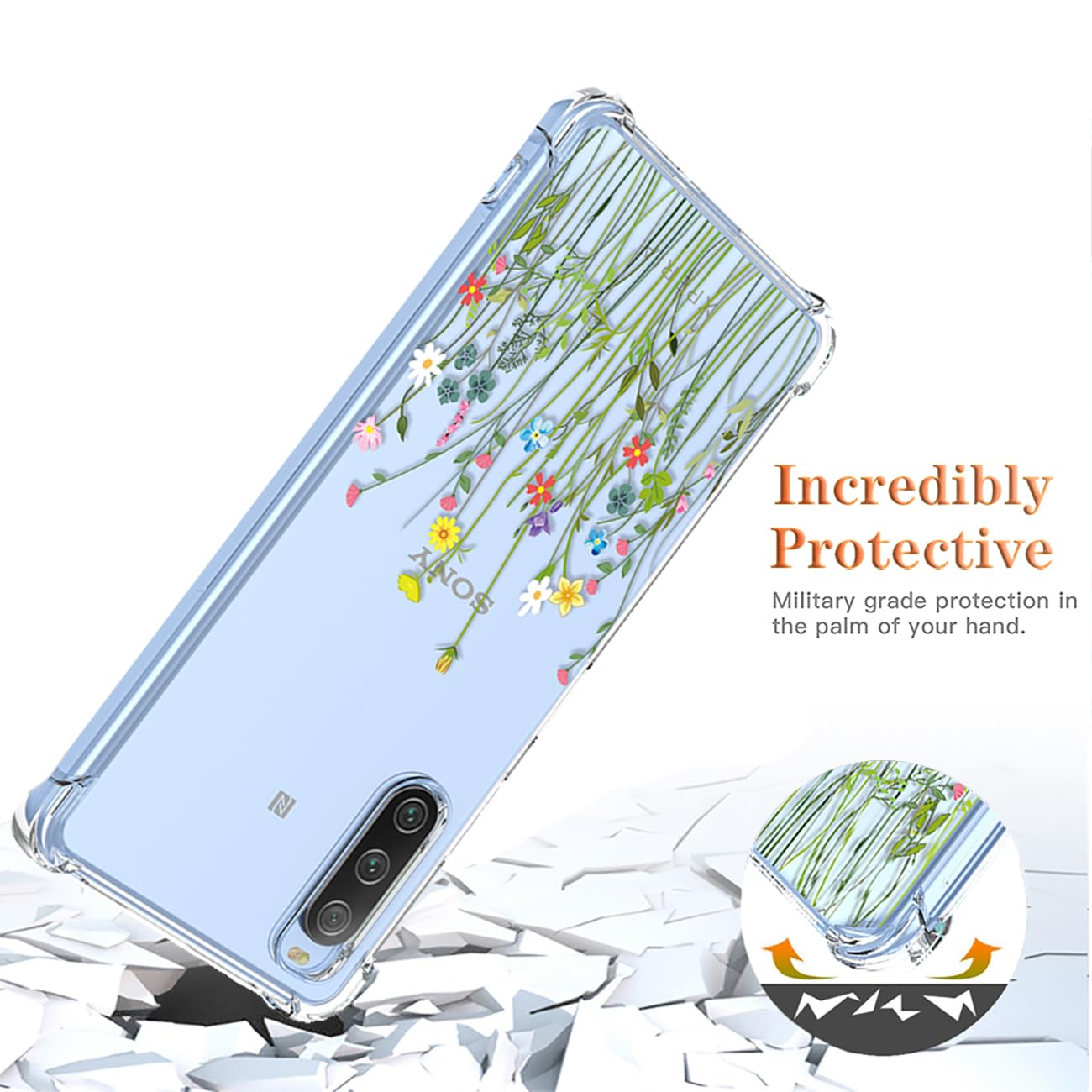 GTBDEKI Phone Case for Xperia 10 IV 5G Case, Sony 10 IV XQ-CC54 XQ-CC72 Case, Clear Case with Flower Garden Patterns Protective Phone Cover for Sony Xperia 10 IV Flower Bouquet