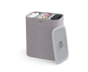 joseph joseph tota trio 90-liter laundry hamper separation basket with lid and removable bags - grey