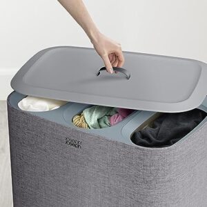 Joseph Joseph Tota Trio 90-liter Laundry Hamper Separation Basket with Lid and Removable Bags - Grey