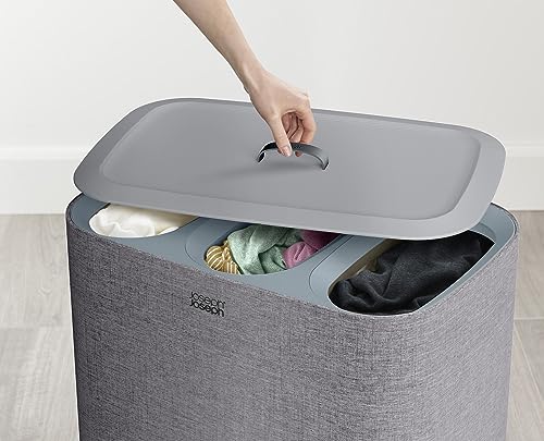 Joseph Joseph Tota Trio 90-liter Laundry Hamper Separation Basket with Lid and Removable Bags - Grey