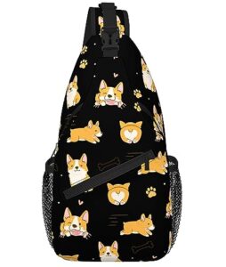 corgis crossbody sling backpack, corgi sling bag gifts, dog lover single shoulder bag for boys girls adults