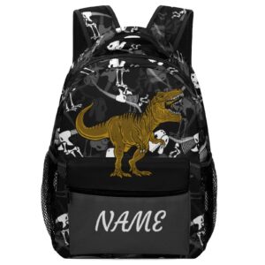 fovanxixi custom dinosaur skull t-rex backpack for kids boys girls personalized name text children backpack school bag customized daypack schoolbag for student bookbag