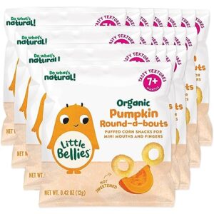 little bellies organic round-a-bouts baby snack, pumpkin, pack of 18