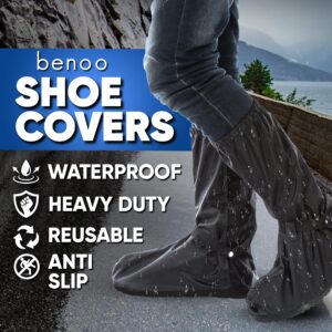 benoo Waterproof Shoe Covers | Rain Shoe Covers, Heavy Duty & Reusable (Men12-13 | Women13½-14½)