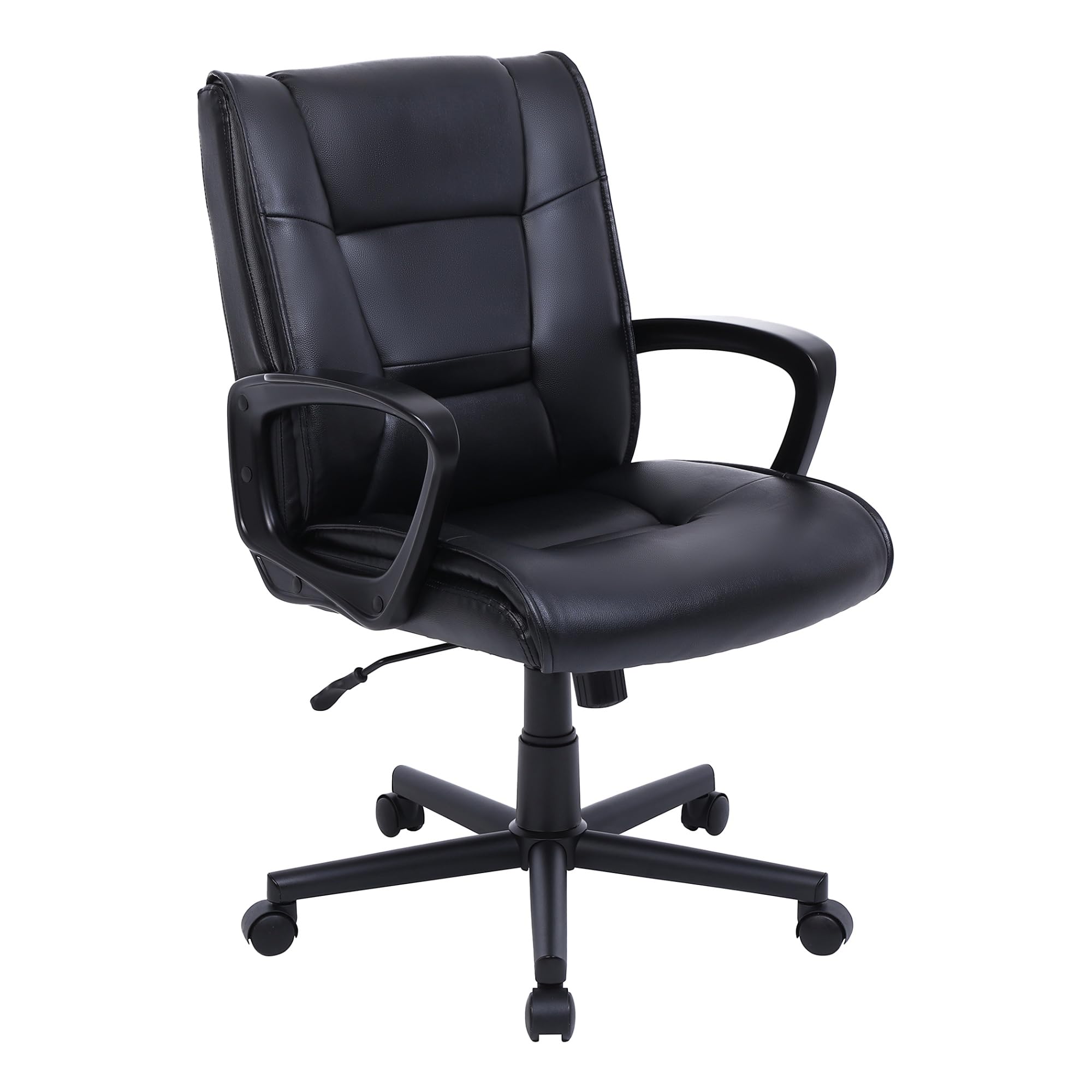 Realspace® Rezzi Vegan Leather Mid-Back Manager Chair, Black