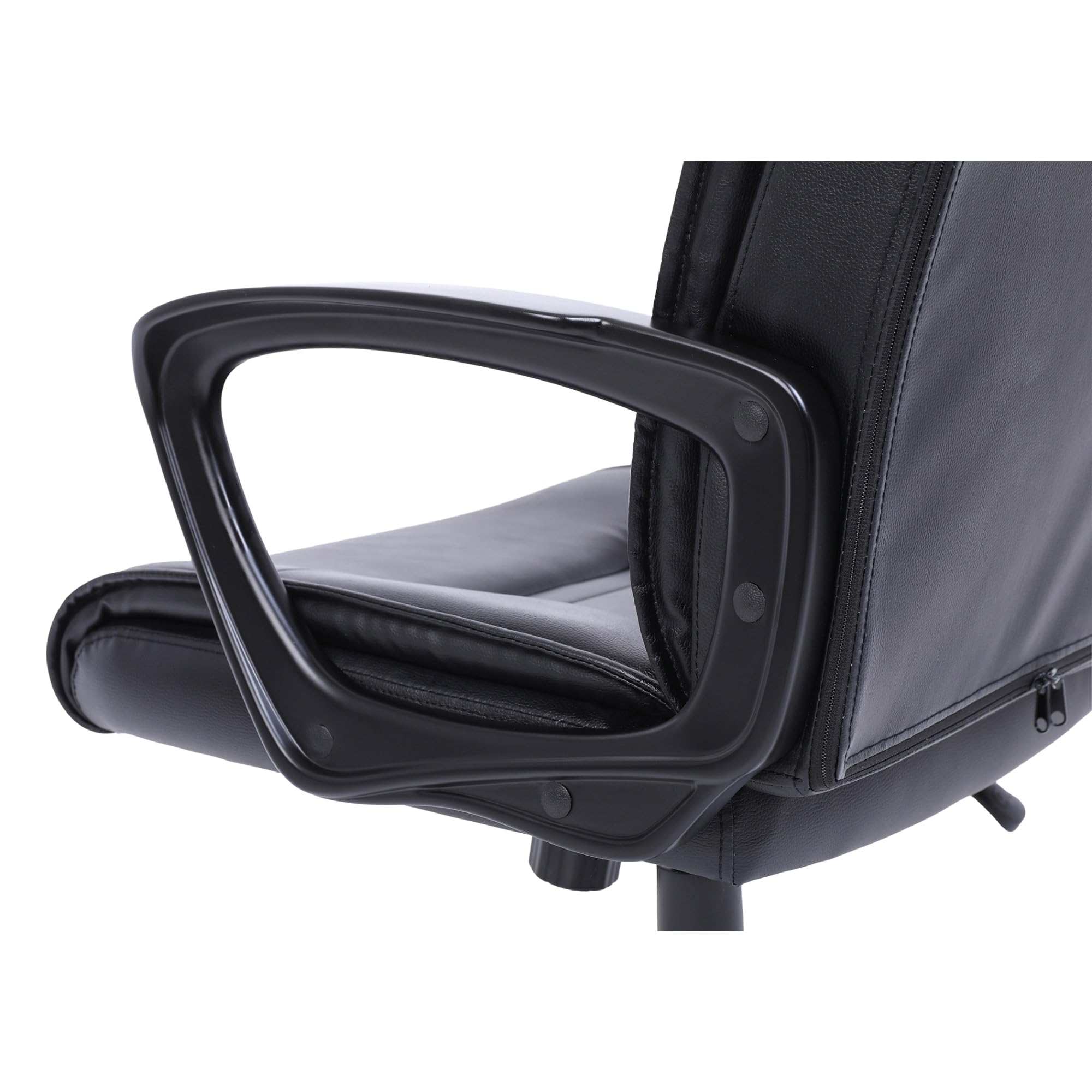 Realspace® Rezzi Vegan Leather Mid-Back Manager Chair, Black