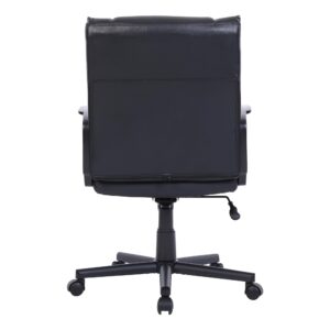 Realspace® Rezzi Vegan Leather Mid-Back Manager Chair, Black
