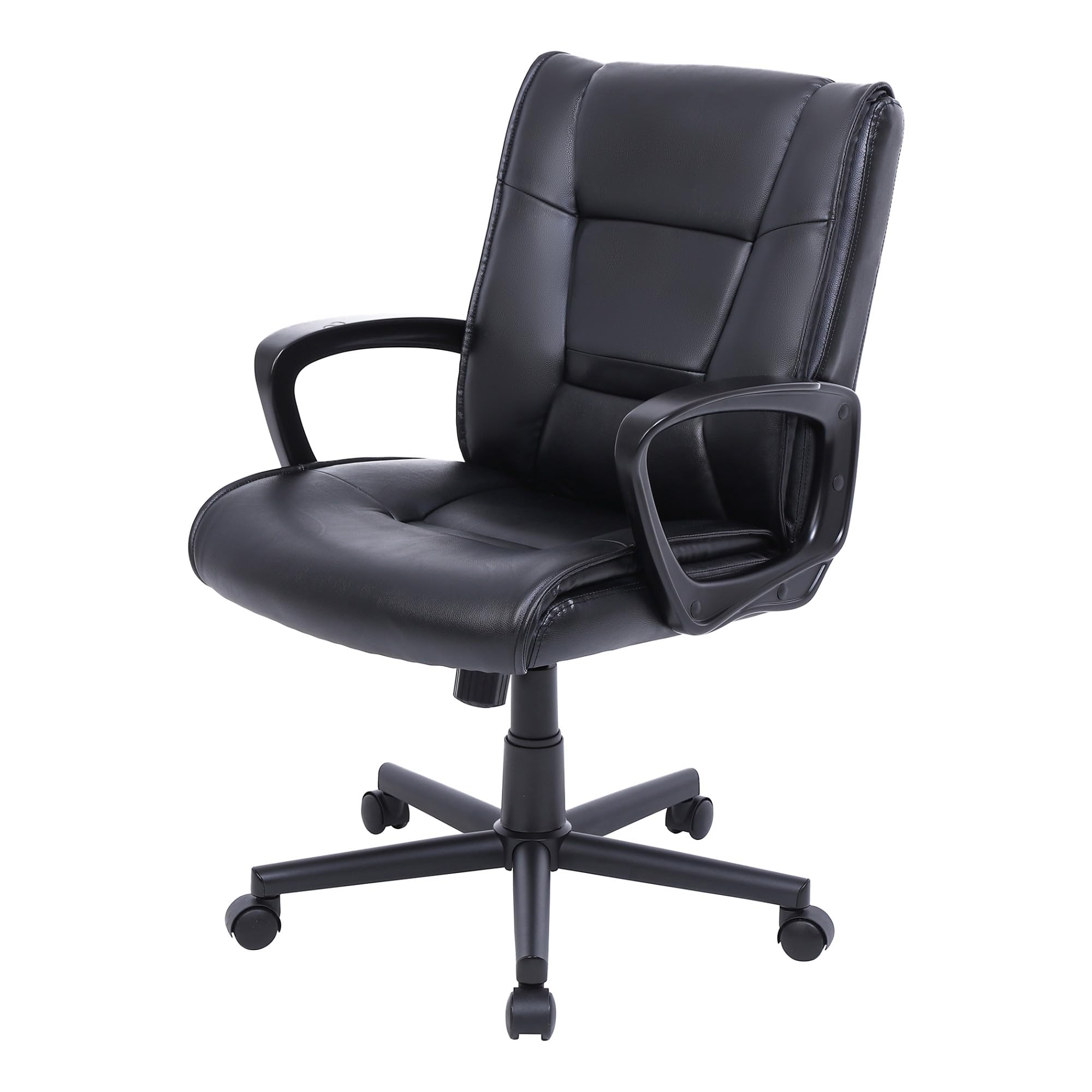 Realspace® Rezzi Vegan Leather Mid-Back Manager Chair, Black