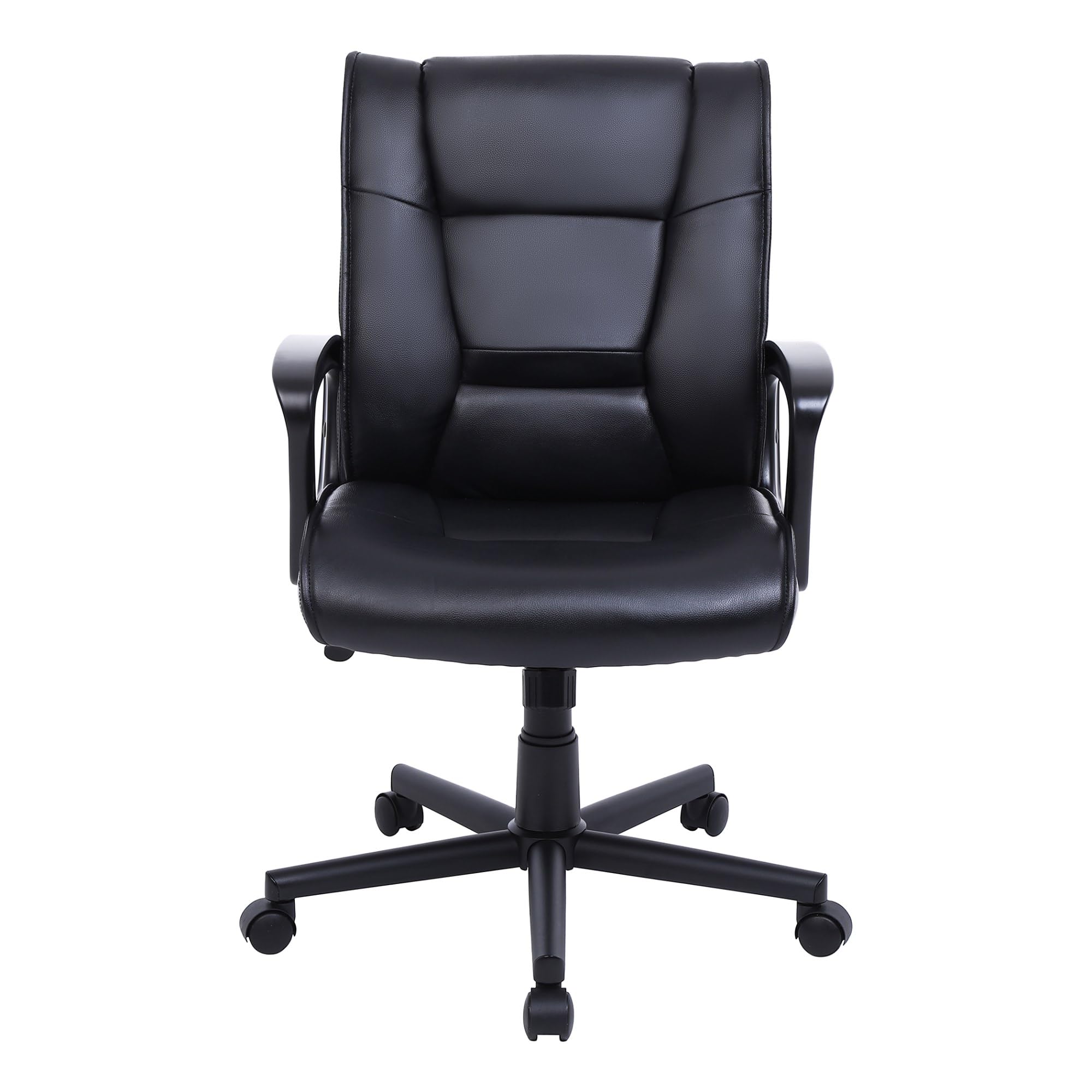 Realspace® Rezzi Vegan Leather Mid-Back Manager Chair, Black