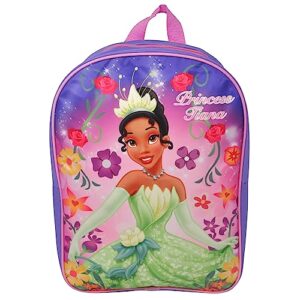 ruz princess tiana licensed girl's 15 inch school bag backpack (purple-pink)