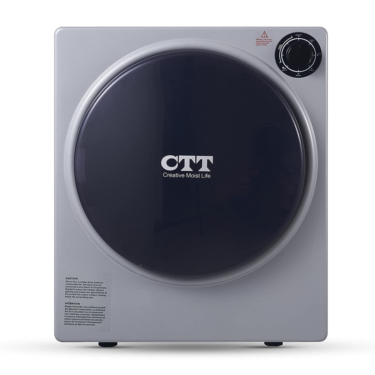 CTT Compact Dryer 2.0 cu.ft. Portable Clothes Dryers with Stainless Steel Liner Small Dryer Machine, Suitable for Apartments, Dorm, RVs, 110V Gray