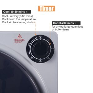 CTT Compact Dryer 2.0 cu.ft. Portable Clothes Dryers with Stainless Steel Liner Small Dryer Machine, Suitable for Apartments, Dorm, RVs, 110V Gray