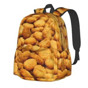 sderdzse funny fried chicken nuggets pattern backpack casual large capacity daypack lightweight travel backpack for men women
