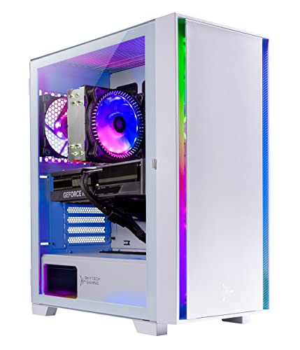 Skytech Gaming Shiva Gaming PC Desktop – AMD Ryzen 5 7600X 4.7 GHz, NVIDIA RTX 4060, 1TB NVME SSD, 32GB DDR5 RAM RGB, 600W Gold PSU, 11AC Wi-Fi, Windows 11 Home 64-bit,White