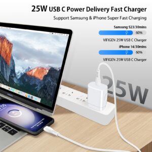 25W Samsung Fast Type C Charger for Samsung Galaxy A15 5G A54 A14 5G A25 A53 A23 A13 A03s A04s S24 Ultra S23 S22 S21 FE S20 Z Fold 5 Flip 5,Pixel 8 Pro 7a,USB C Charger Block 6FT C Type Charging Cord