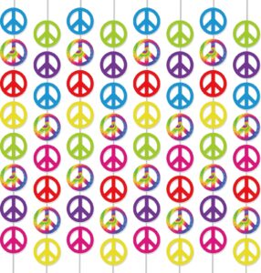 12 pack 60's hippie theme party banners decorations 60's groovy party hanging swirl retro peace sign paper cutouts for 60's hippie theme groovy party birthday retro party carnival decor supplies