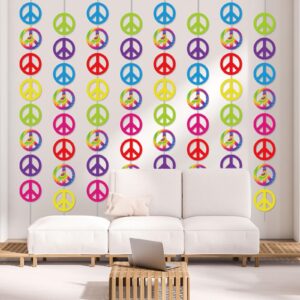 12 Pack 60's Hippie Theme Party Banners Decorations 60's Groovy Party Hanging Swirl Retro Peace Sign Paper Cutouts for 60's Hippie Theme Groovy Party Birthday Retro Party Carnival Decor Supplies