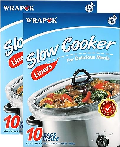 20 Slow Cooker Liners, Small Sizes Disposable Cooking Bag, Easy to Clean Plastic Bag,BPA Free fit 1-3 Quarts (2Pack)