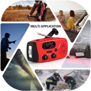 Emergency Hand Crank Radio with 4000mAh Power Bank Phone Charger, USB Charged & Solar Power, AM/FM NOAA Portable Weather Radio with SOS Alarm & LED Flashlight for Emergency, Camping