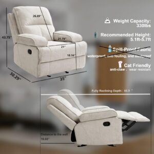 Harkawon Recliner Chair Glider Rocking Recliner Fabric Chair, Comfy Upholstered Glider Rocker for Nursery, Modern Armchair with Tall Back for Living Room, Bedroom