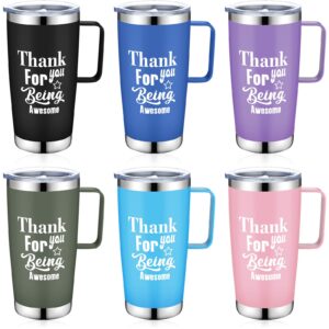 bokon 6 pcs thank you gift 20oz stainless steel insulated coffee mug with handle employee appreciation gift travel tumblers inspirational gifts for coworker nurse teacher volunteer social worker mom